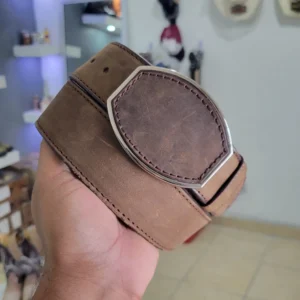 Cinturón de Piel Hebilla Panal Café