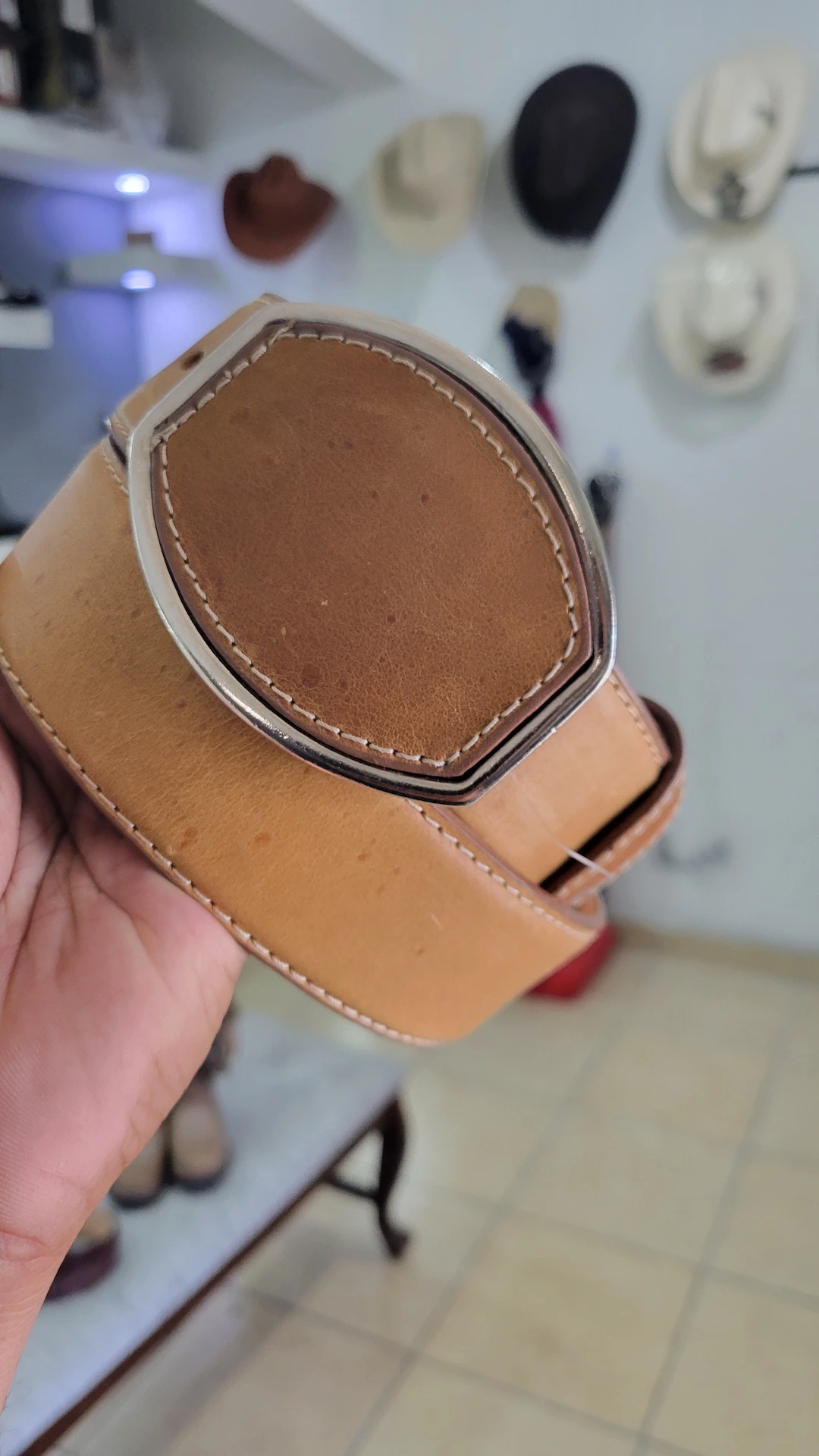 Cinturón de Piel Hebilla Panal Miel - Imagen 2